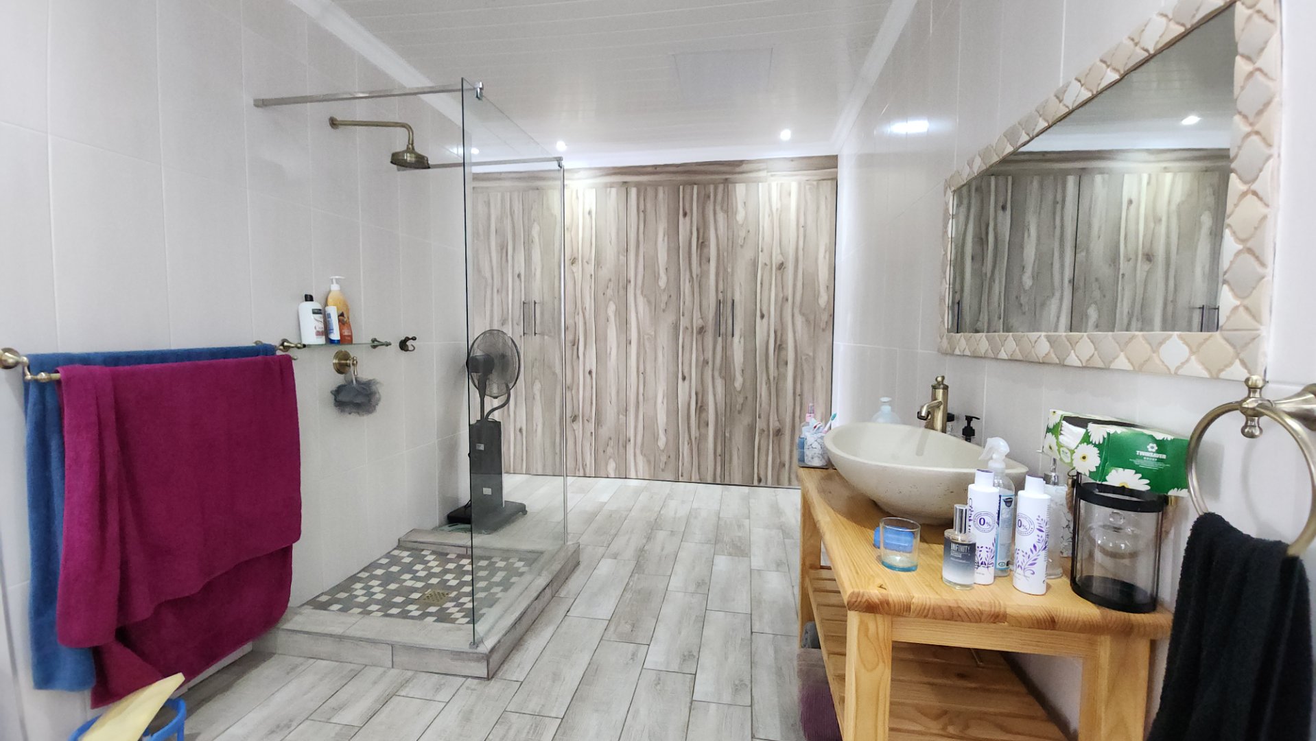 SHOWER IN EN SUITE WITH CUPBOARDS